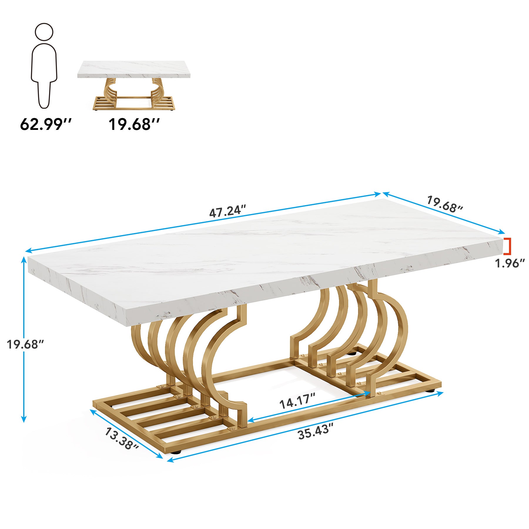 47" Faux Marble Coffee Table